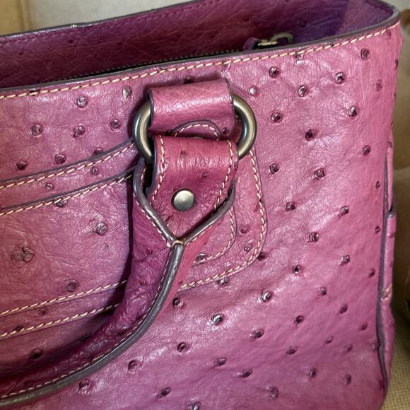 CELINE Michael Kors Boogie Bag Handbag Sd Gm 0097 Exotics Ostrich Purple Italy - Picture 9 of 16